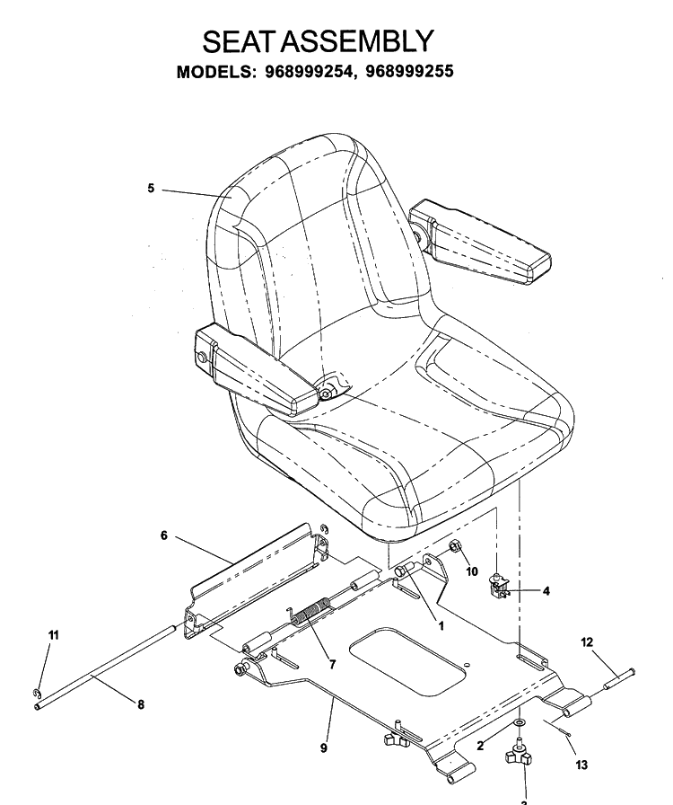 Seat 2 Diagram and Parts List for IZ5223 (968999526)(2006-08) Husqvarna Lawn Mower