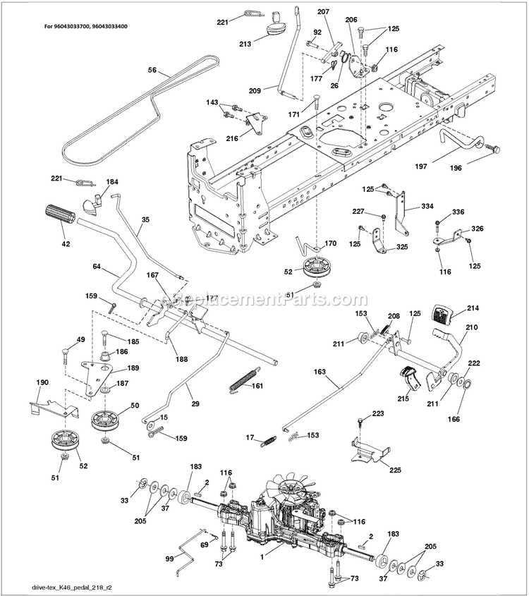 Drive B Diagram and Parts List for TS148XK  Husqvarna Lawn Tractor