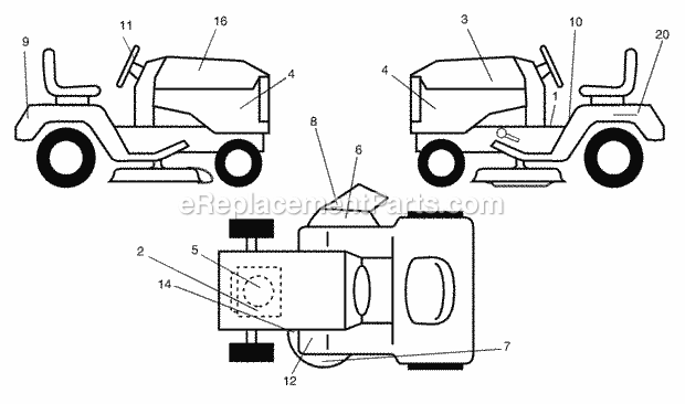 Decals Diagram and Parts List for WET2242STC 2003 Husqvarna Lawn Tractor