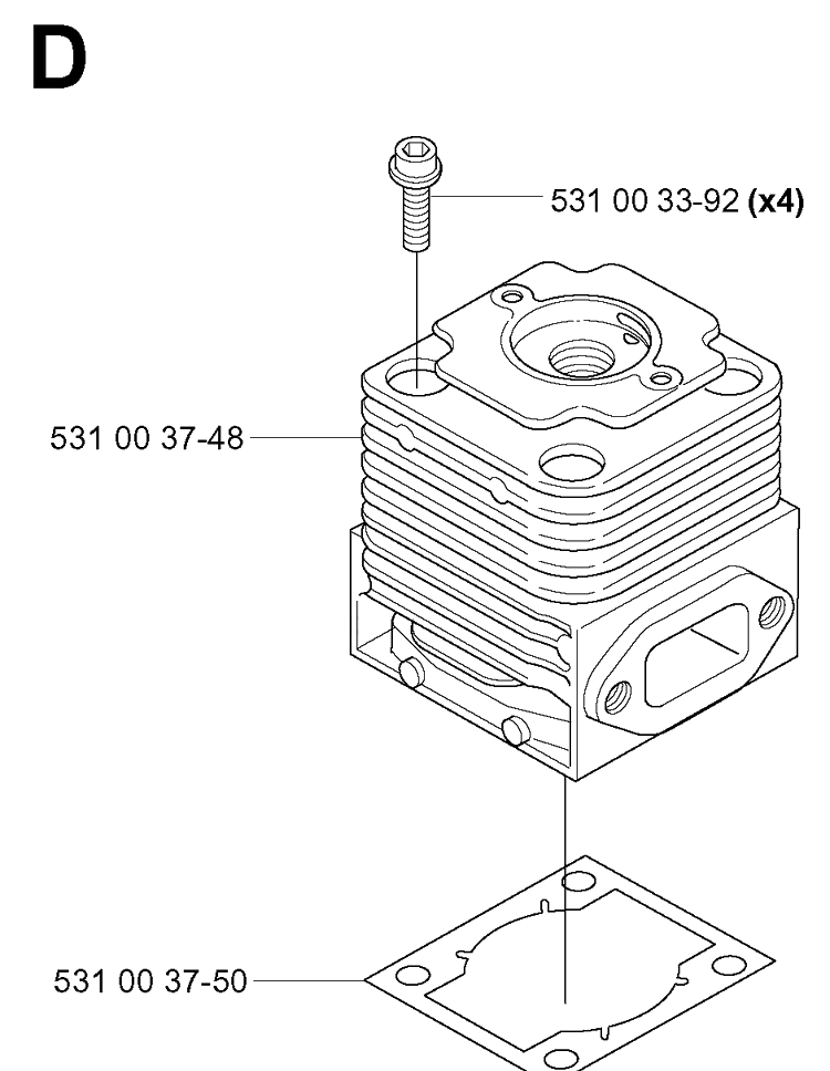 Cylinder Diagram and Parts List for 165BT 20041800001-Current Husqvarna Leaf Blower / Vacuum