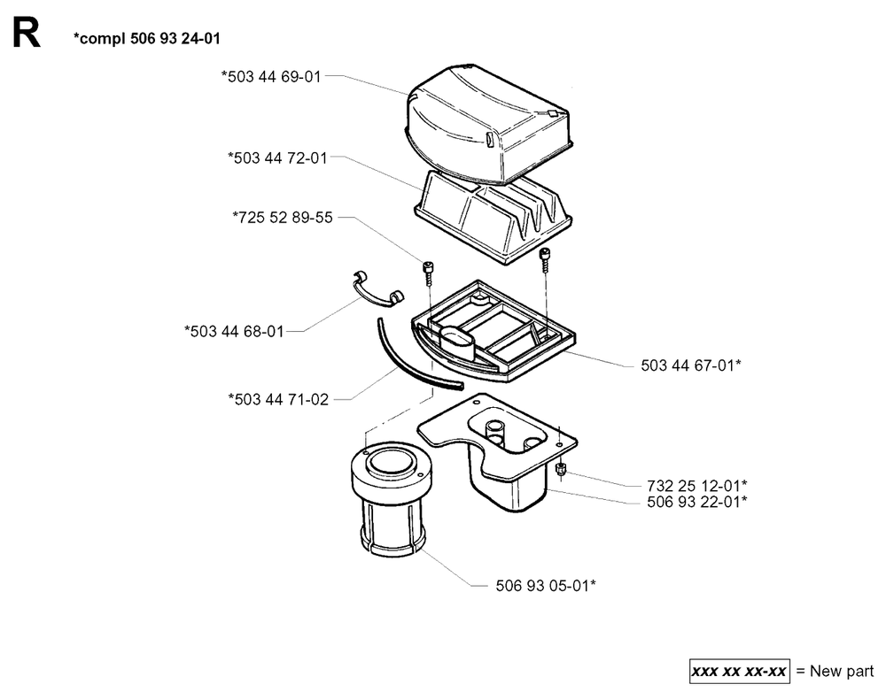 Air Filter Diagram and Parts List for PF18 2000-02 Husqvarna Lawn Tractor