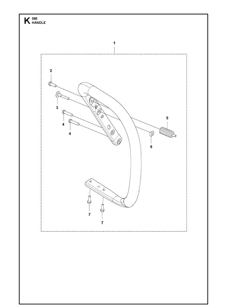Handle Diagram and Parts List for 585  Husqvarna Chainsaw