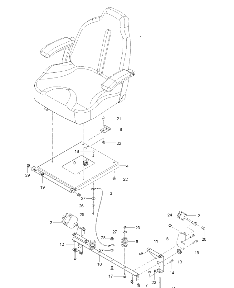 Seat Diagram and Parts List for M-ZT61  Husqvarna Lawn Mower