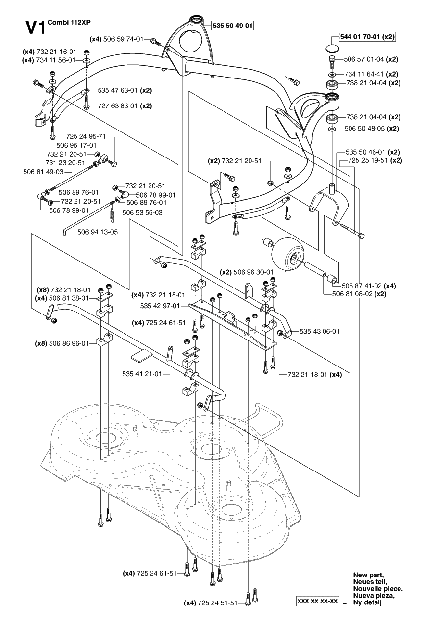 44-Inch/112cm Cutting Deck 2 Diagram and Parts List for PF21AWD (953536501)(2005-04) Husqvarna Lawn Tractor