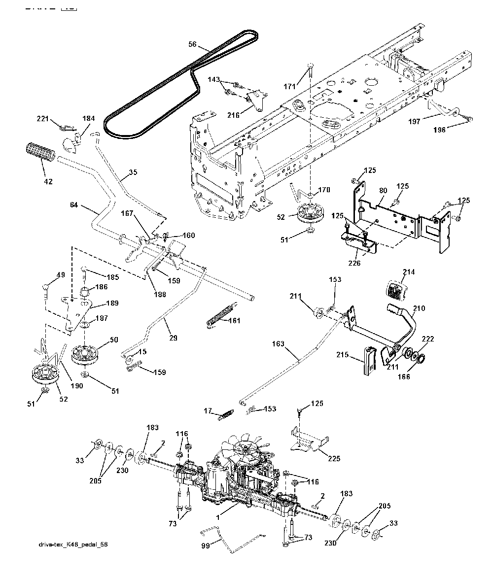 Drive Diagram and Parts List for LTH1742T (96041006703)(2010-01) Husqvarna Lawn Tractor