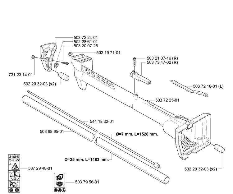 Shaft /Tube Diagram and Parts List for 232L 2006-04 Husqvarna Trimmer