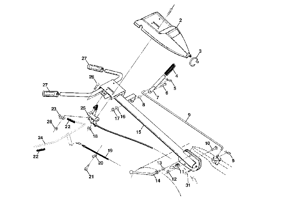 Handle And Controls Diagram and Parts List for CRTH550 (954140064B)(1999-03) Husqvarna Tiller