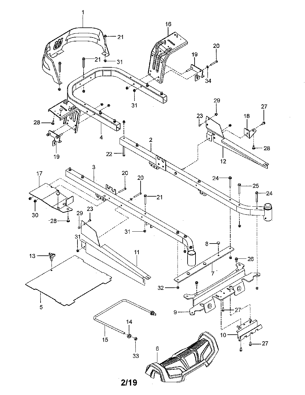 Frame Diagram and Parts List for 967271501-00  Husqvarna Lawn Mower