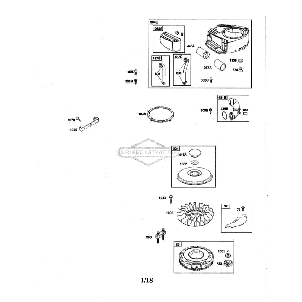 Engine >> Air Cleaner/Flywheel Diagram and Parts List for YTH18542-96045006000  Husqvarna Lawn Tractor