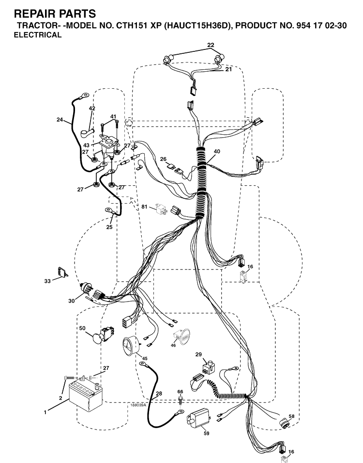 Electrical Diagram and Parts List for CTH151XP (HAUCT15H36D)(2004-09) Husqvarna Lawn Tractor