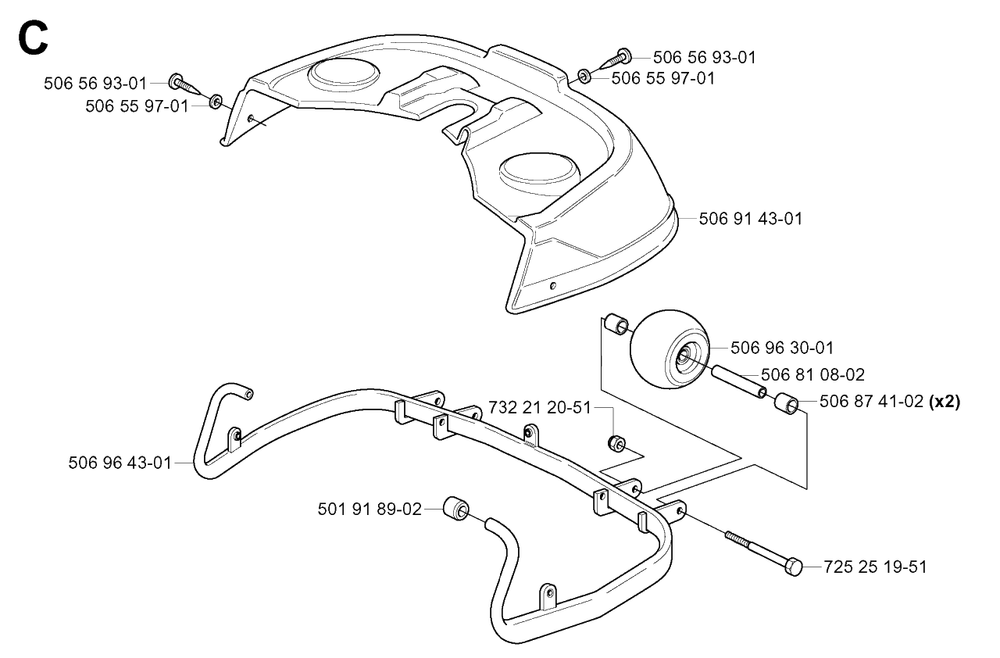 Protection Frame Diagram and Parts List for R11 (953519401)(2004-01) Husqvarna Lawn Tractor