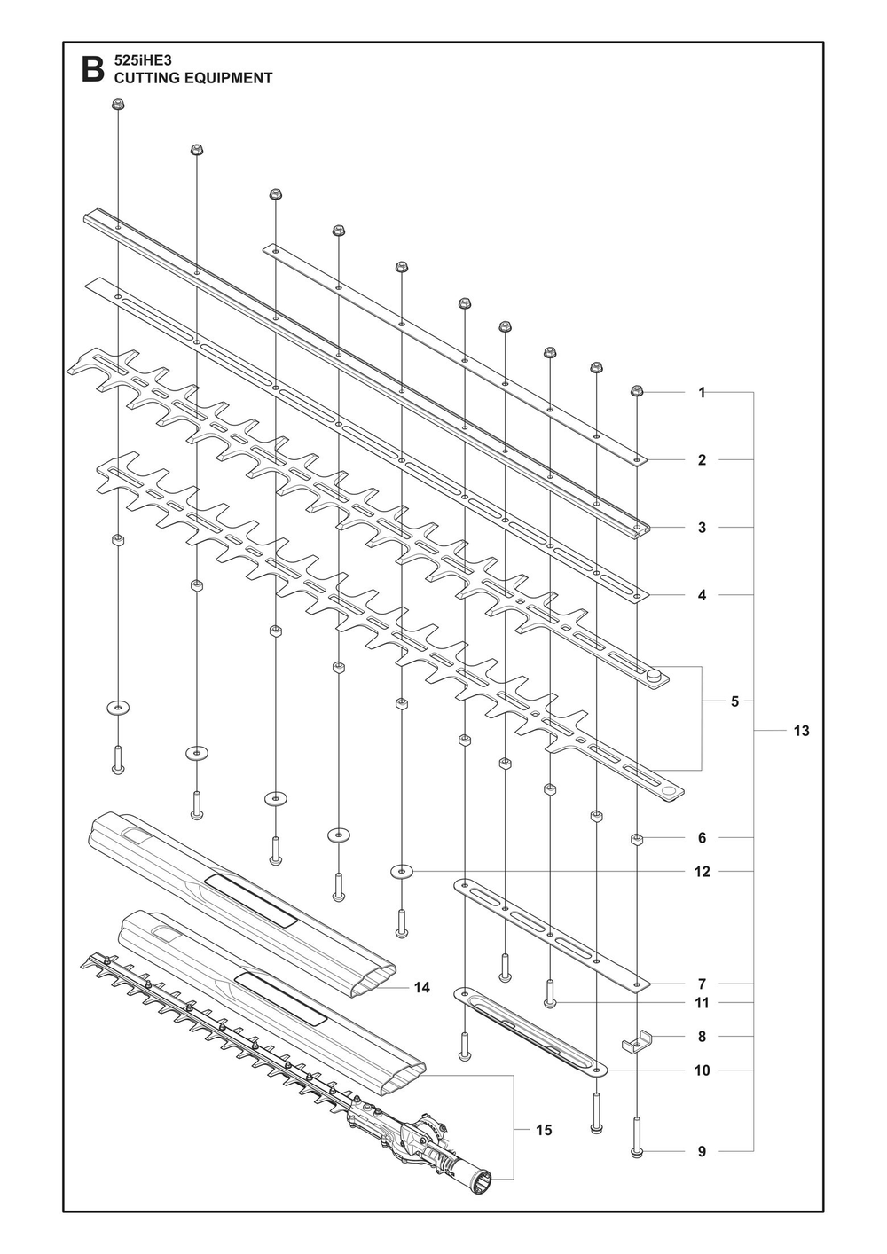 Cutting Equipment Diagram and Parts List for 525IHE3  Husqvarna Trimmer