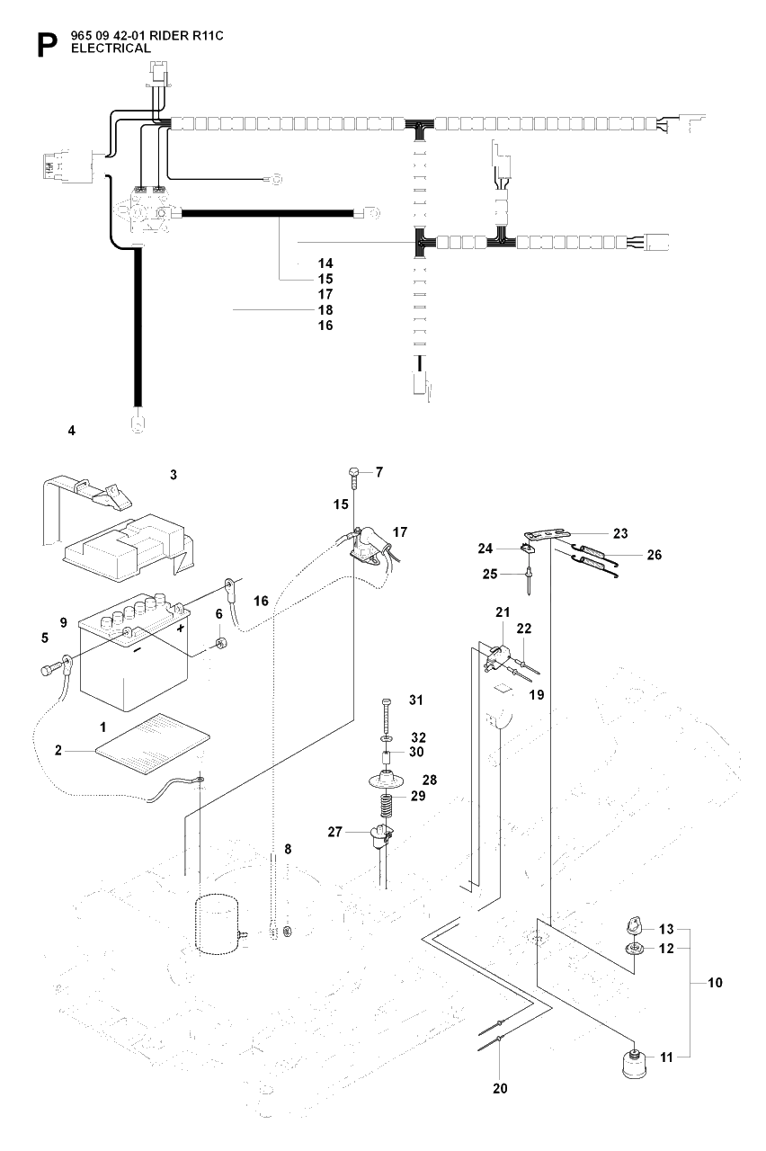 Electrical Diagram and Parts List for R11C (965094201)(2007-01) Husqvarna Lawn Tractor