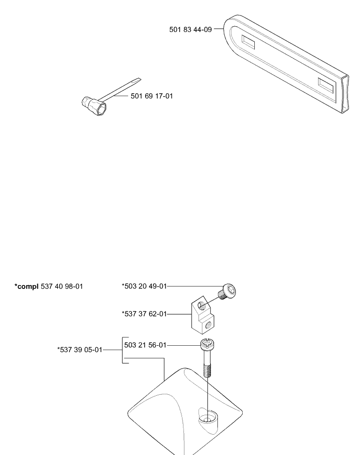 Accessories Diagram and Parts List for 338XPT 2006-01 Husqvarna Chainsaw