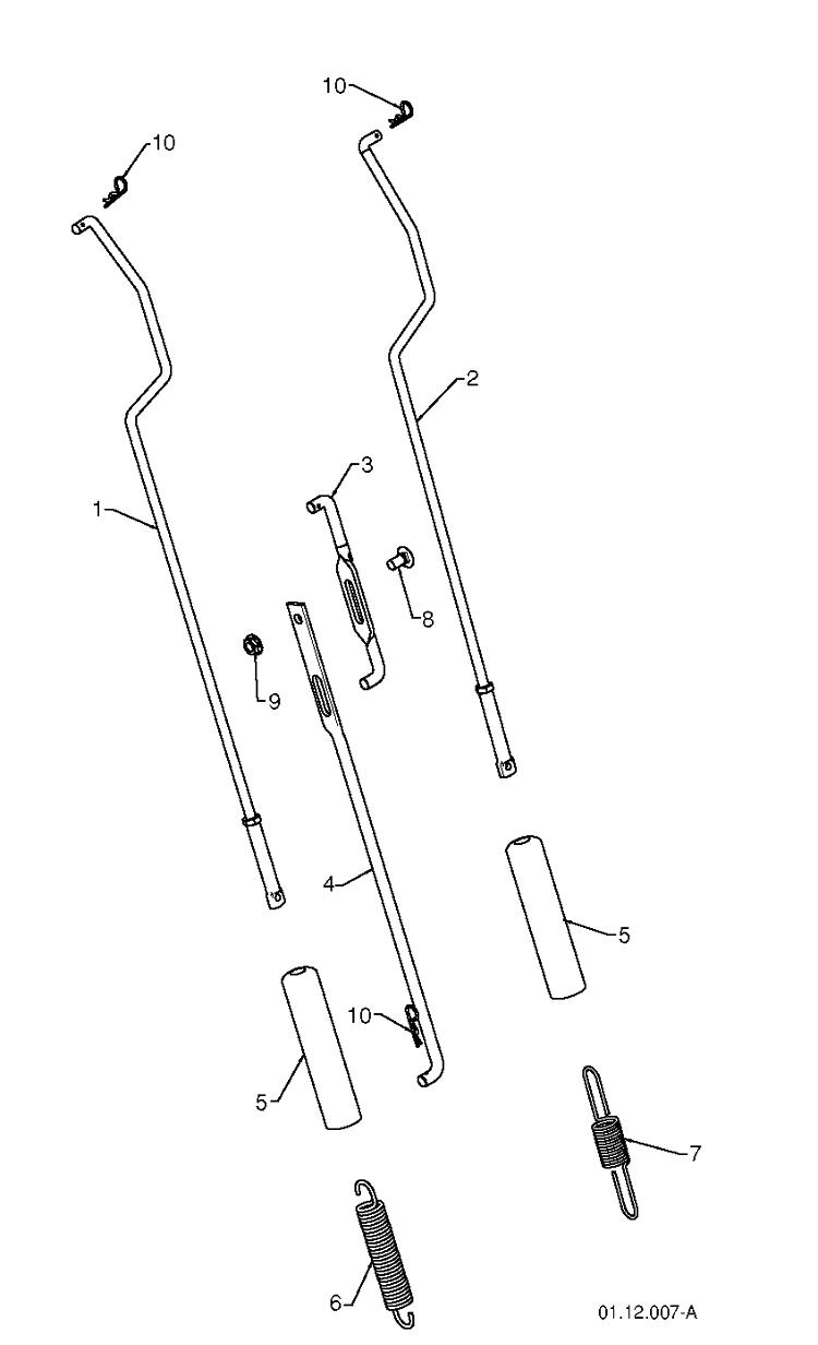 Handle 5 Diagram and Parts List for 14527XLS (96193006101)(2010-08) Husqvarna Snow Blower
