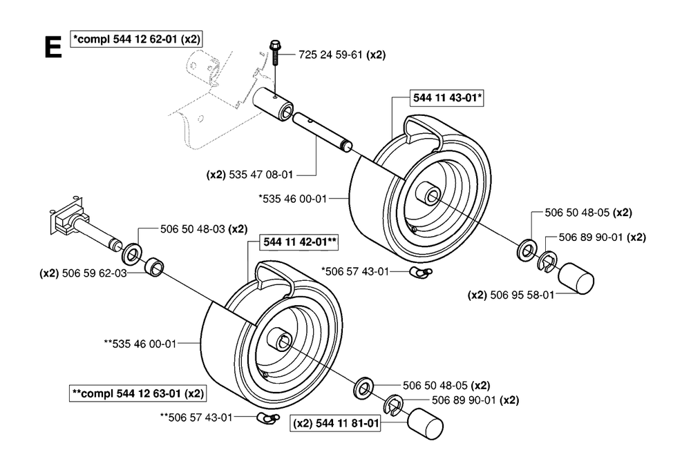 Wheels And Tires Diagram and Parts List for R16 (953521401)(2006-01) Husqvarna Lawn Tractor