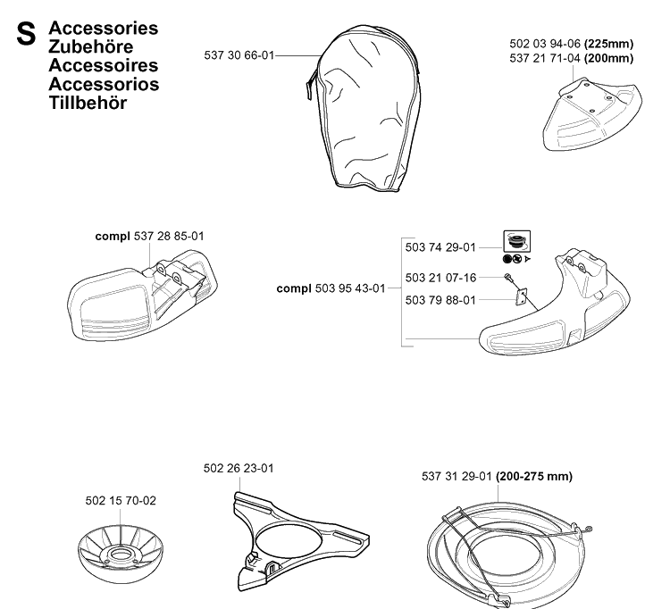Accessories 2 Diagram and Parts List for 343F 20043100001-20064000000 Husqvarna Brush Cutter