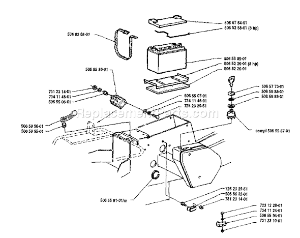 Page A Diagram and Parts List for RIDER850B 1990-02 Husqvarna Lawn Tractor
