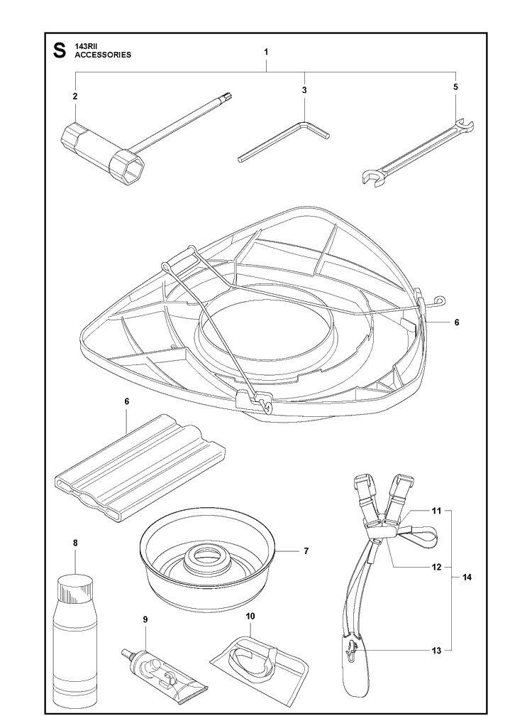 Accessories 2 Diagram and Parts List for 143RII 20200400001-Current Husqvarna Brush Cutter