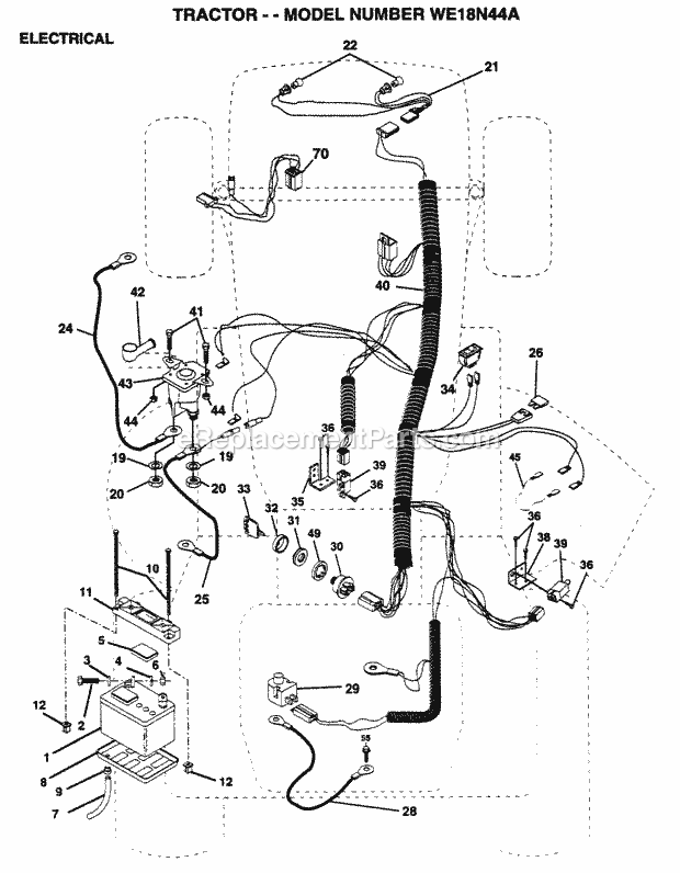 Electrical Diagram and Parts List for WE18N44A 1995 Husqvarna Lawn Tractor