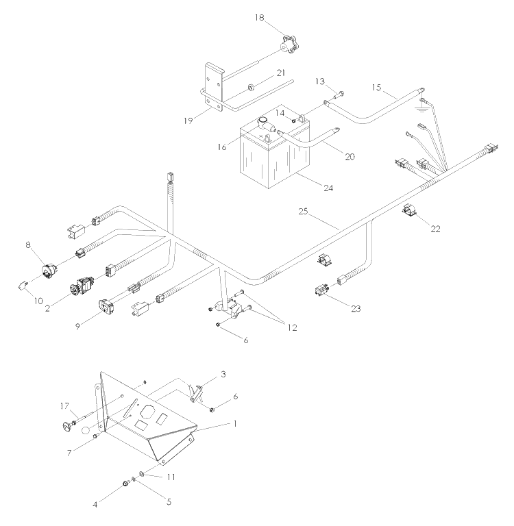 Ignition System Diagram and Parts List for LZ25 (968999772)(2008-01) Husqvarna Lawn Mower