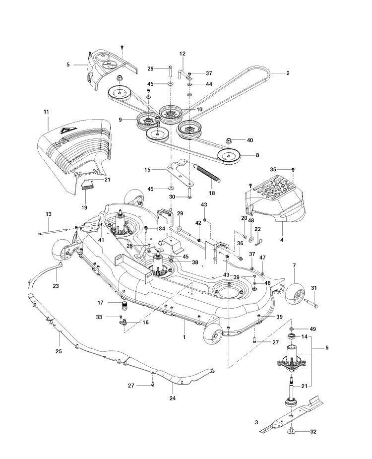 Mower Deck / Cutting Deck Diagram and Parts List for RZ5424 (967003701)(2013-06) Husqvarna Lawn Mower
