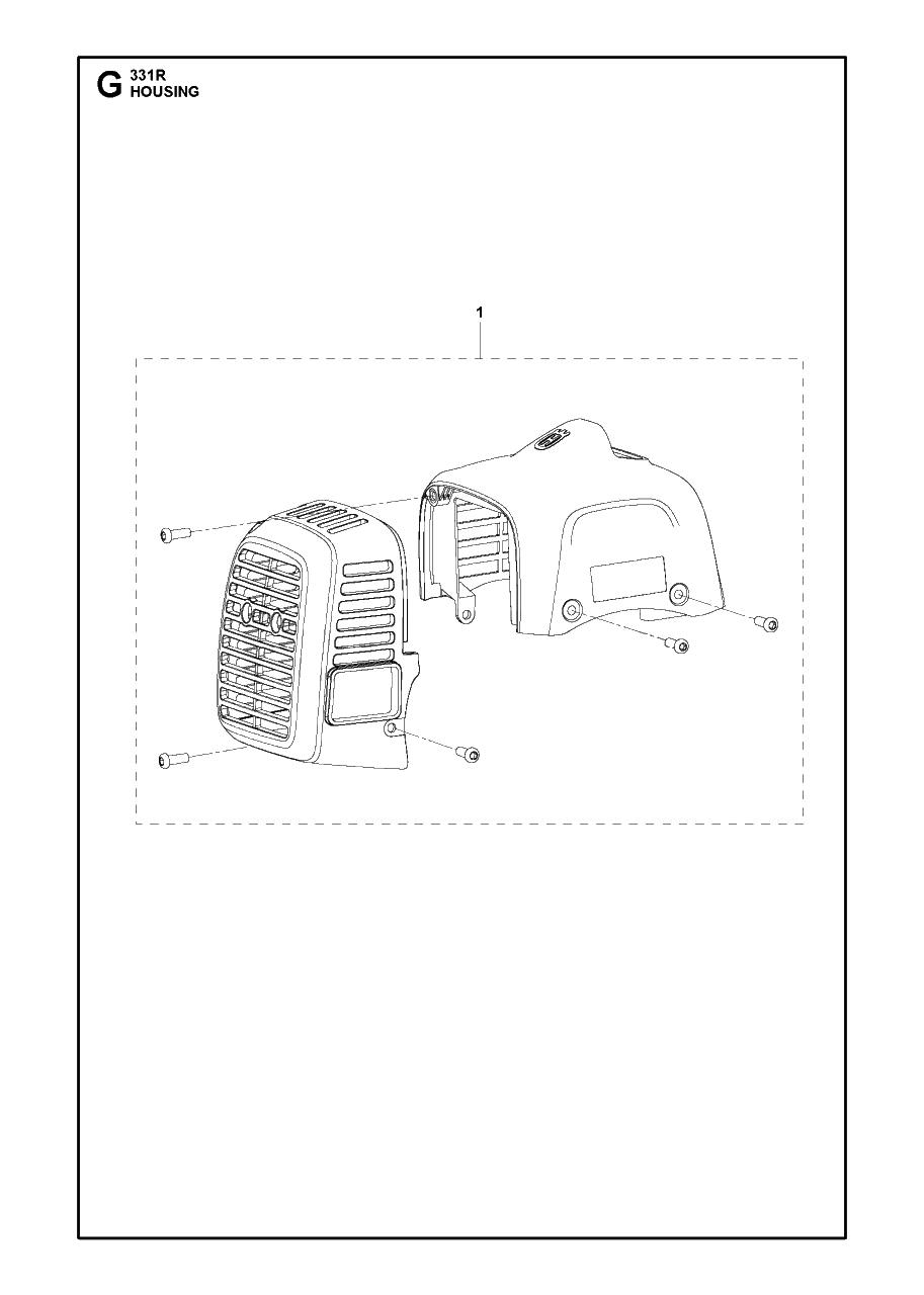 Housing Diagram and Parts List for 331R 20191400001 & Above Husqvarna Brush Cutter