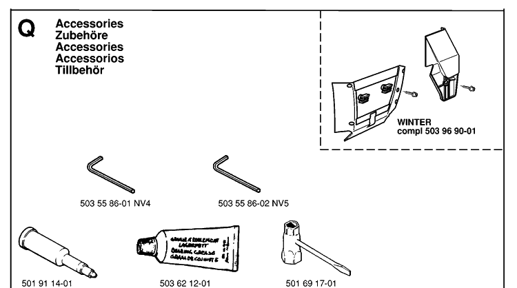 Accessories 2 Diagram and Parts List for 365 19974900001-19991400000 Husqvarna Chainsaw