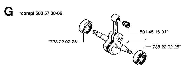 Crankshaft Diagram and Parts List for 55 (RANCHER)(19983100001-20001900000) Husqvarna Chainsaw