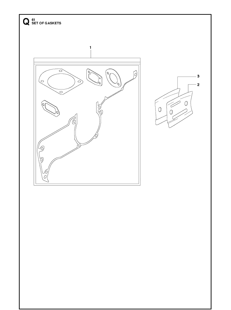 Set Of Gaskets 2 Diagram and Parts List for 61  Husqvarna Chainsaw