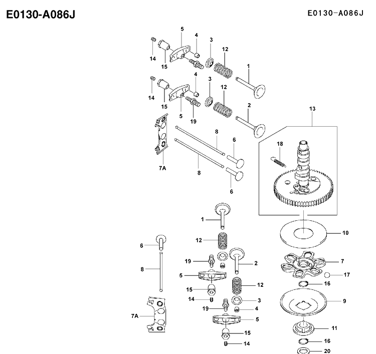 Valves Diagram and Parts List for FH641V 2002-06 Husqvarna Engine