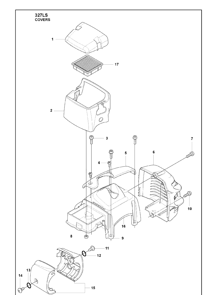 Covers Diagram and Parts List for 327LS 2009-08 Husqvarna Trimmer