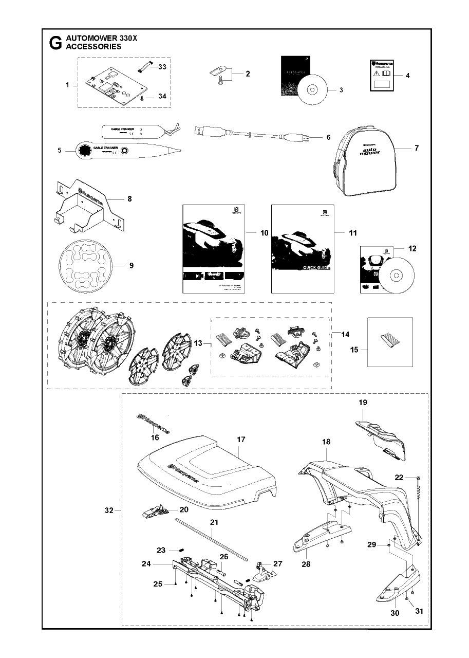 Accessories 2 Diagram and Parts List for 330X 2015-01 Husqvarna Lawn Mower
