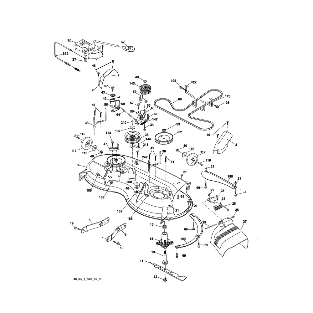 Mower Deck Diagram and Parts List for 917223830  Husqvarna Lawn Tractor