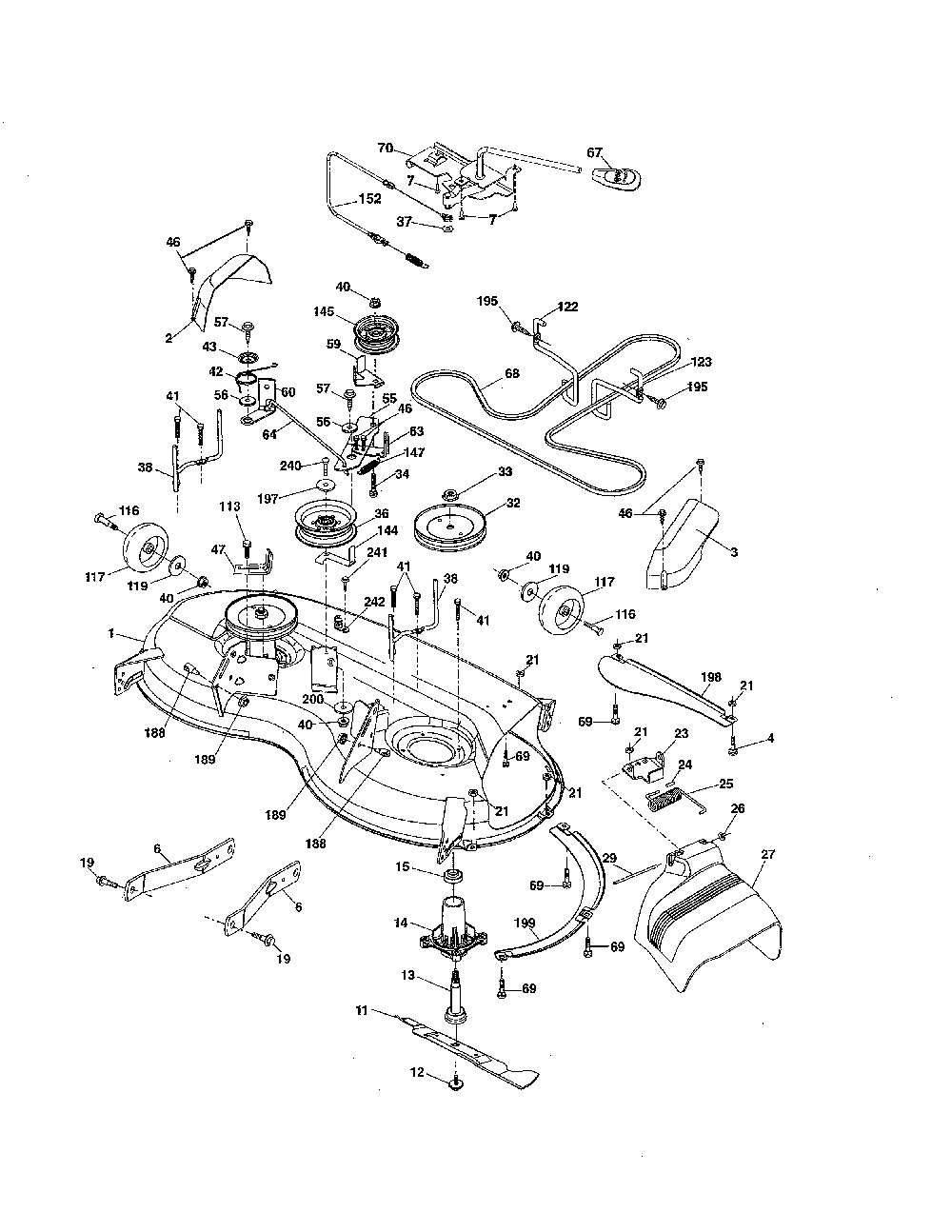 Mower deck Diagram and Parts List for 917223840  Husqvarna Lawn Tractor