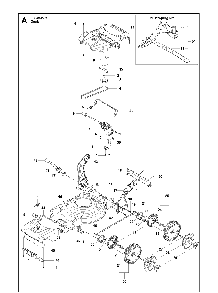 Mower Deck / Cutting Deck Diagram and Parts List for LC353VB  Husqvarna Lawn Mower