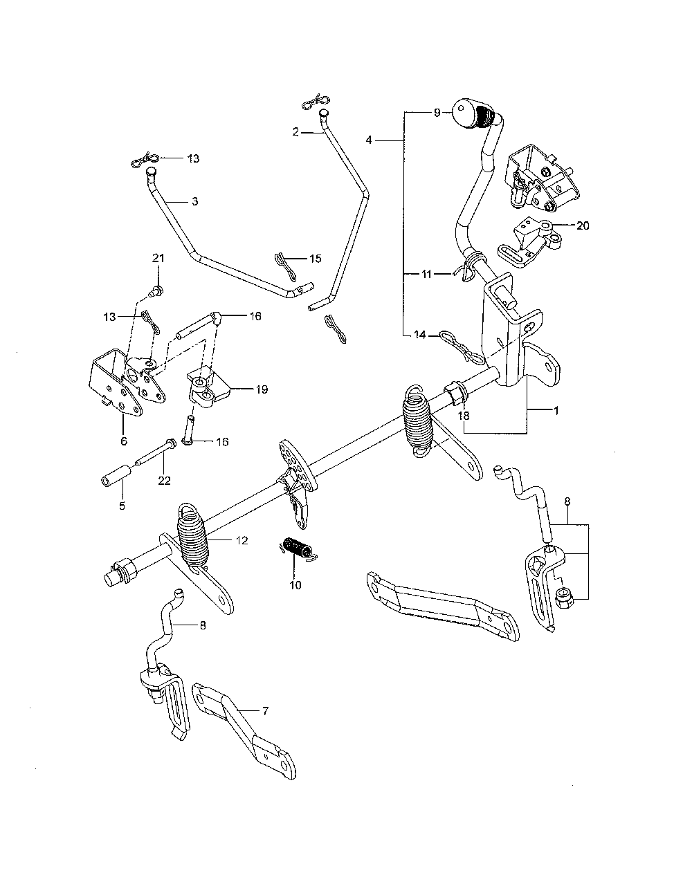 Brake/lift Diagram and Parts List for 967638501-00  Husqvarna Lawn Mower