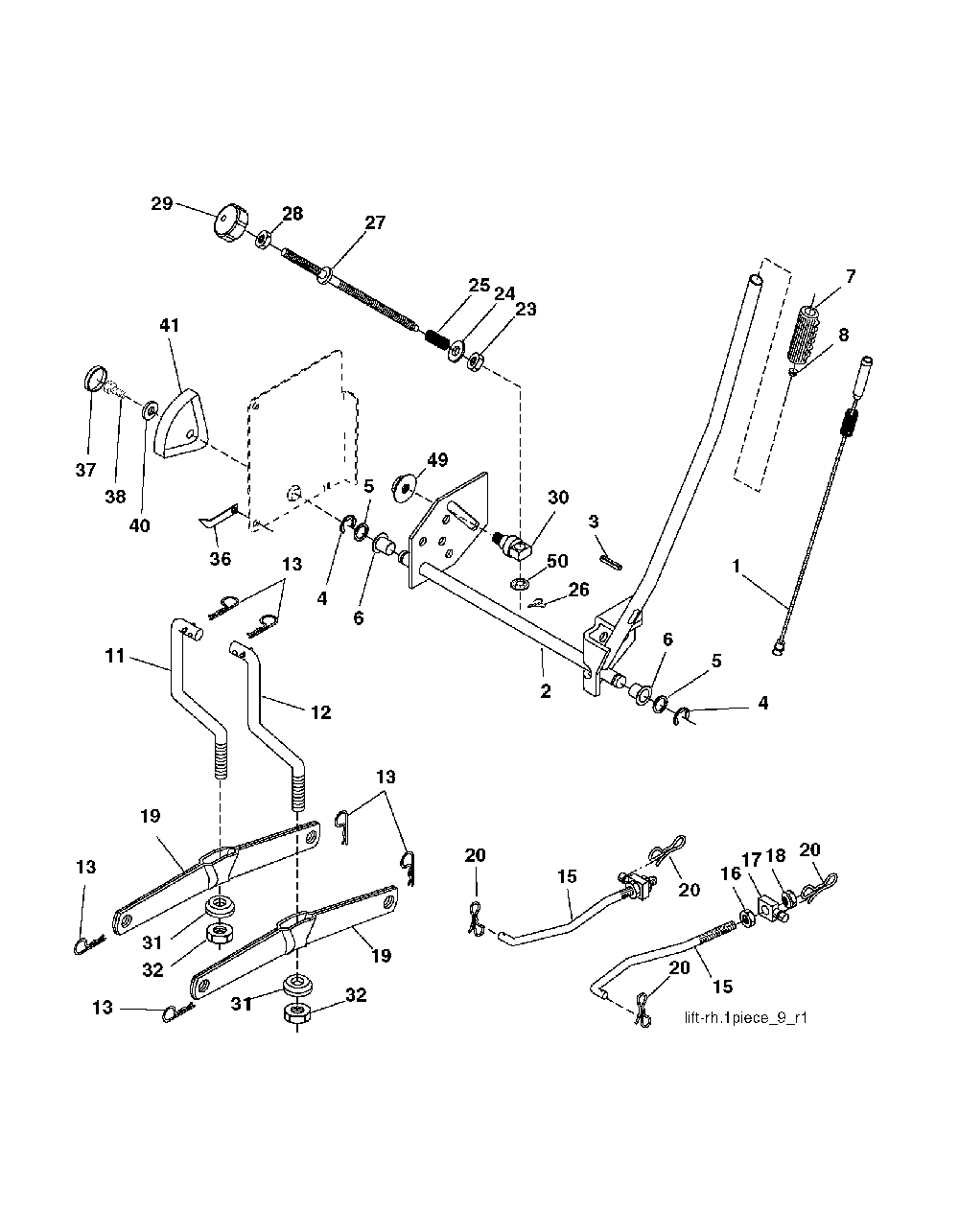 Mower Lift / Deck Lift Diagram and Parts List for CTH220TWIN (96061019002)(2007-10) Husqvarna Lawn Tractor