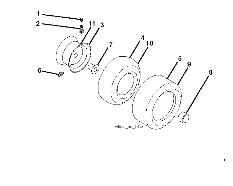 Wheels And Tires Diagram and Parts List for YTH22K54 (96043025500)(2017-10) Husqvarna Lawn Tractor