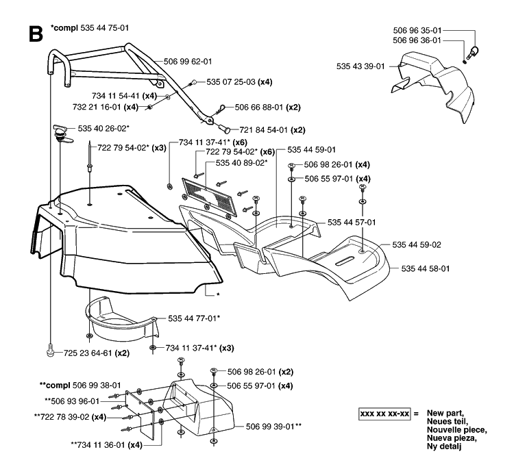 Cover Diagram and Parts List for PR15 (953535001)(2004-01) Husqvarna Lawn Mower