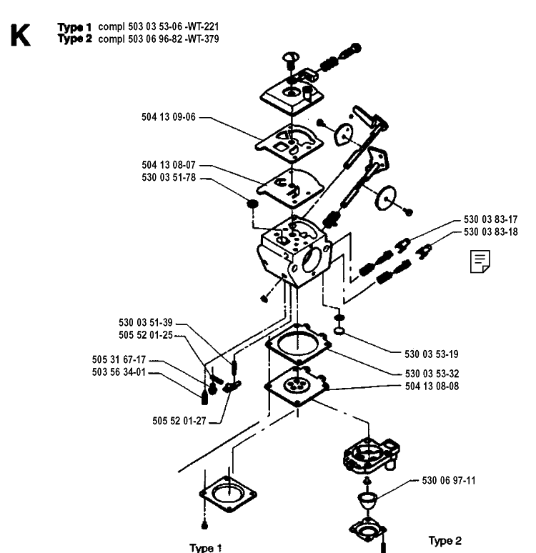Carburetor Details Diagram and Parts List for 18H 19953200001-19960900000 Husqvarna Hedge Trimmer