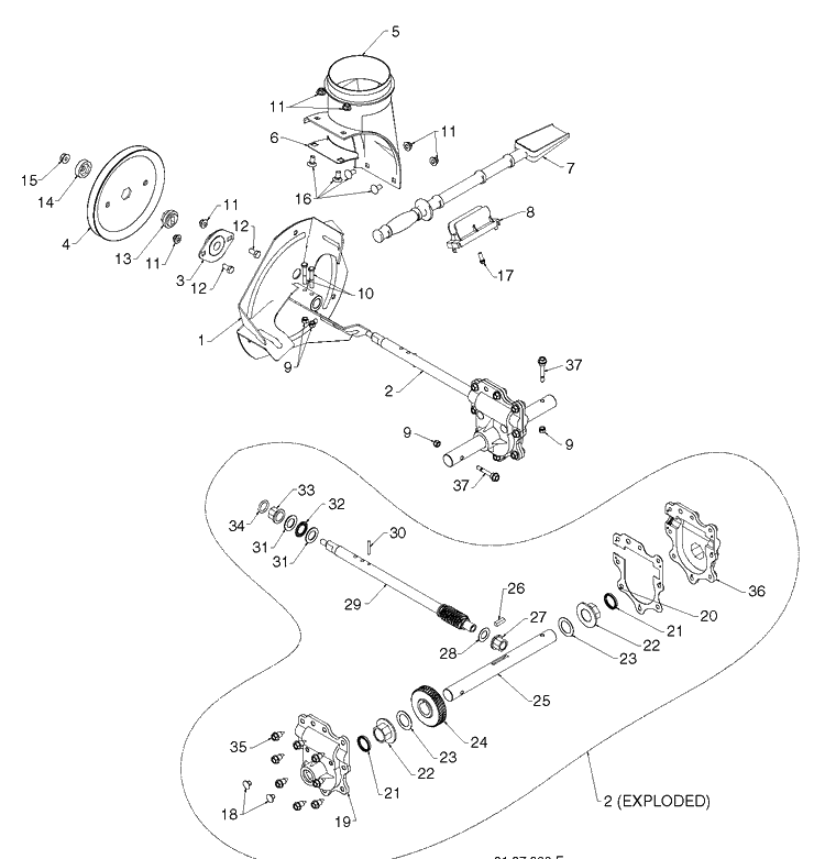 Auger Housing And Impeller 2 Diagram and Parts List for 1827EXLT (96193007701)(2012-09) Husqvarna Snow Blower