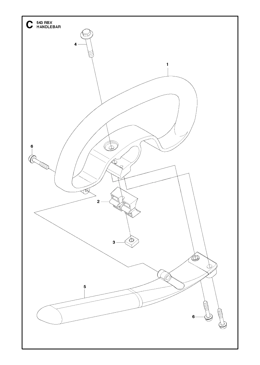 Handle Diagram and Parts List for 543RBX 20130500001 - 20154400000 Husqvarna Brush Cutter
