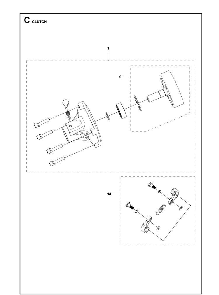 Clutch Diagram and Parts List for 333RB Mark II Husqvarna Edger