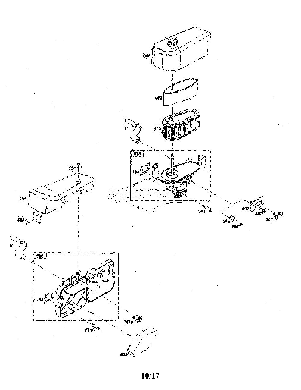 Air cleaner Diagram and Parts List for HU775H-96145000700  Husqvarna Lawn Mower