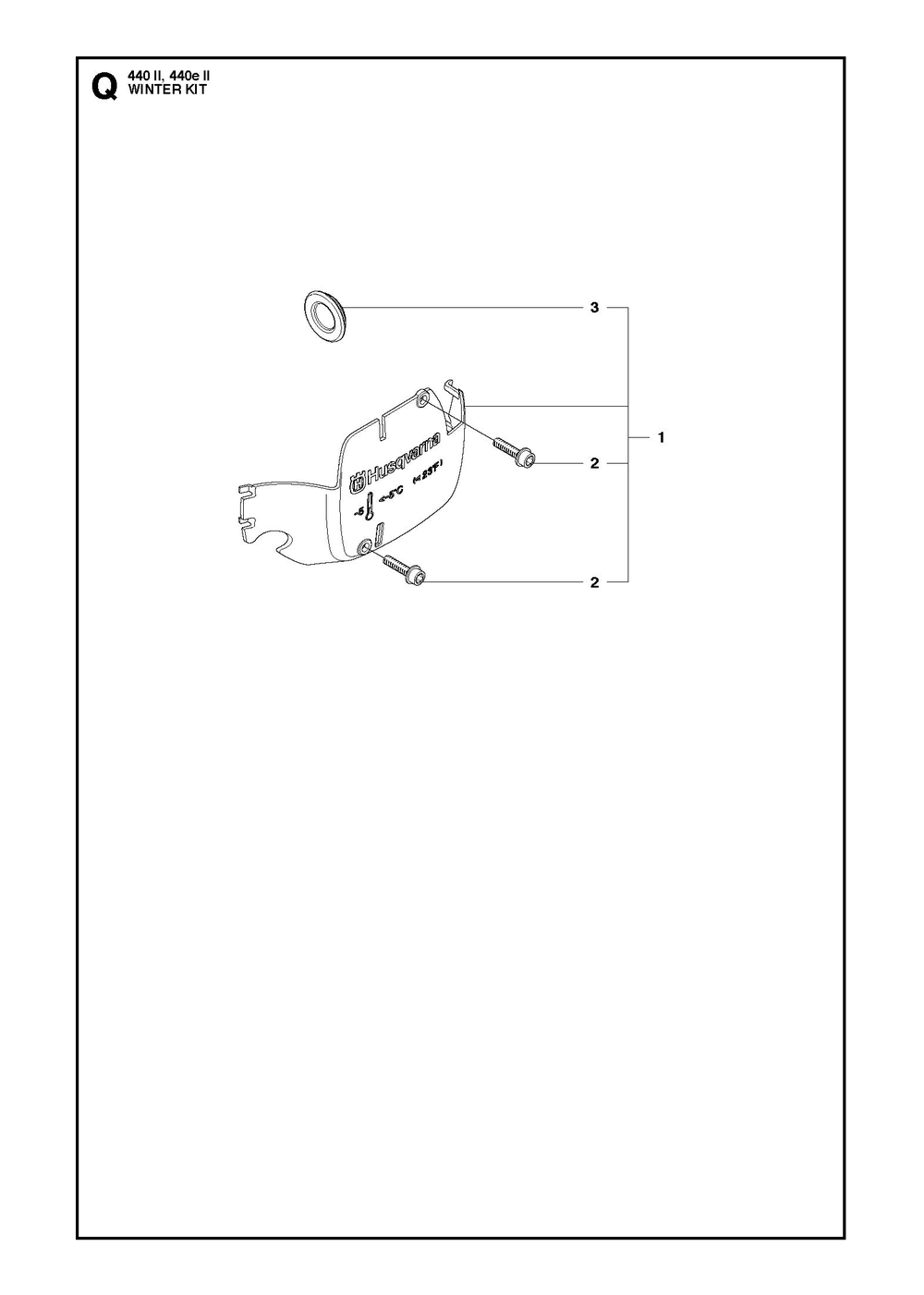 Winter Kit Diagram and Parts List for 440 e-series II Husqvarna Chainsaw