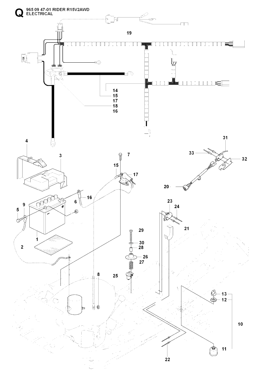 Electrical Diagram and Parts List for R15-V2AWD (965094701)(2007-01) Husqvarna Lawn Tractor