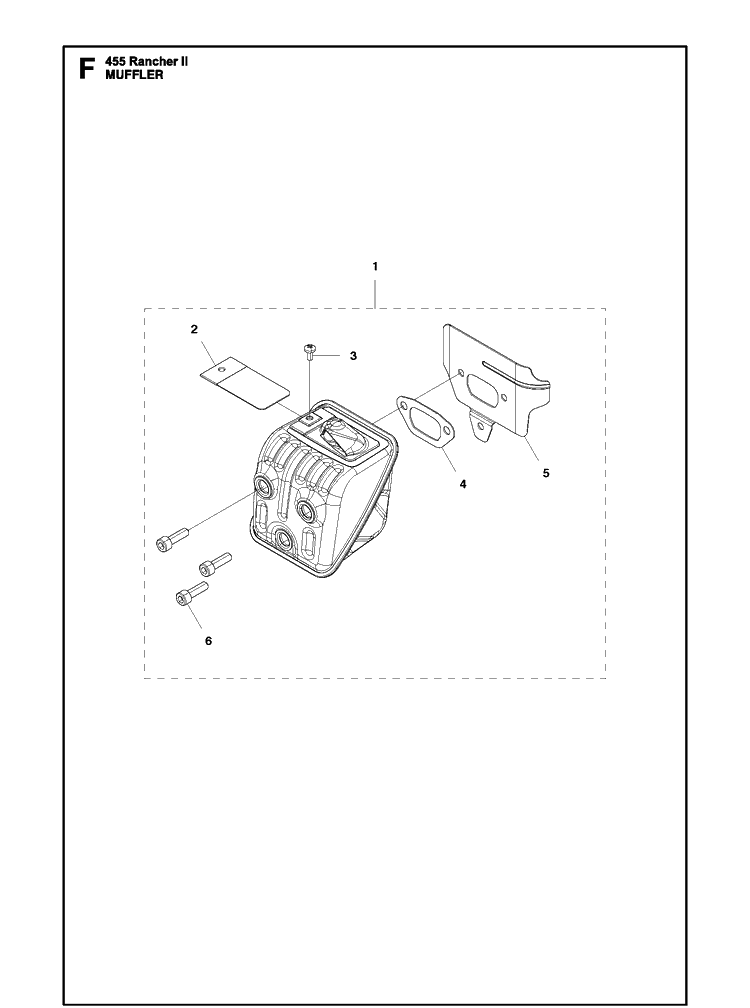 Muffler Diagram and Parts List for 455 (Rancher II)(2012-06) Husqvarna Chainsaw