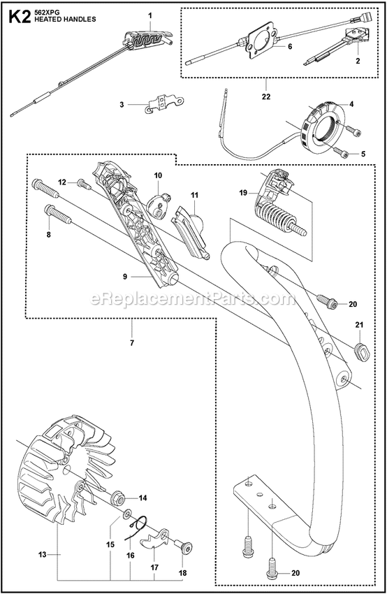 Handle Heated Diagram and Parts List for 562XPG  Husqvarna Chainsaw