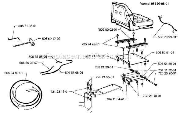 Page M Diagram and Parts List for RIDER1200 1996-08 Husqvarna Lawn Tractor